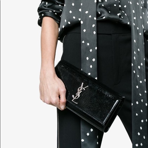 YSL saint Laurent black and silver Kate clutch new - Picture 2 of 14